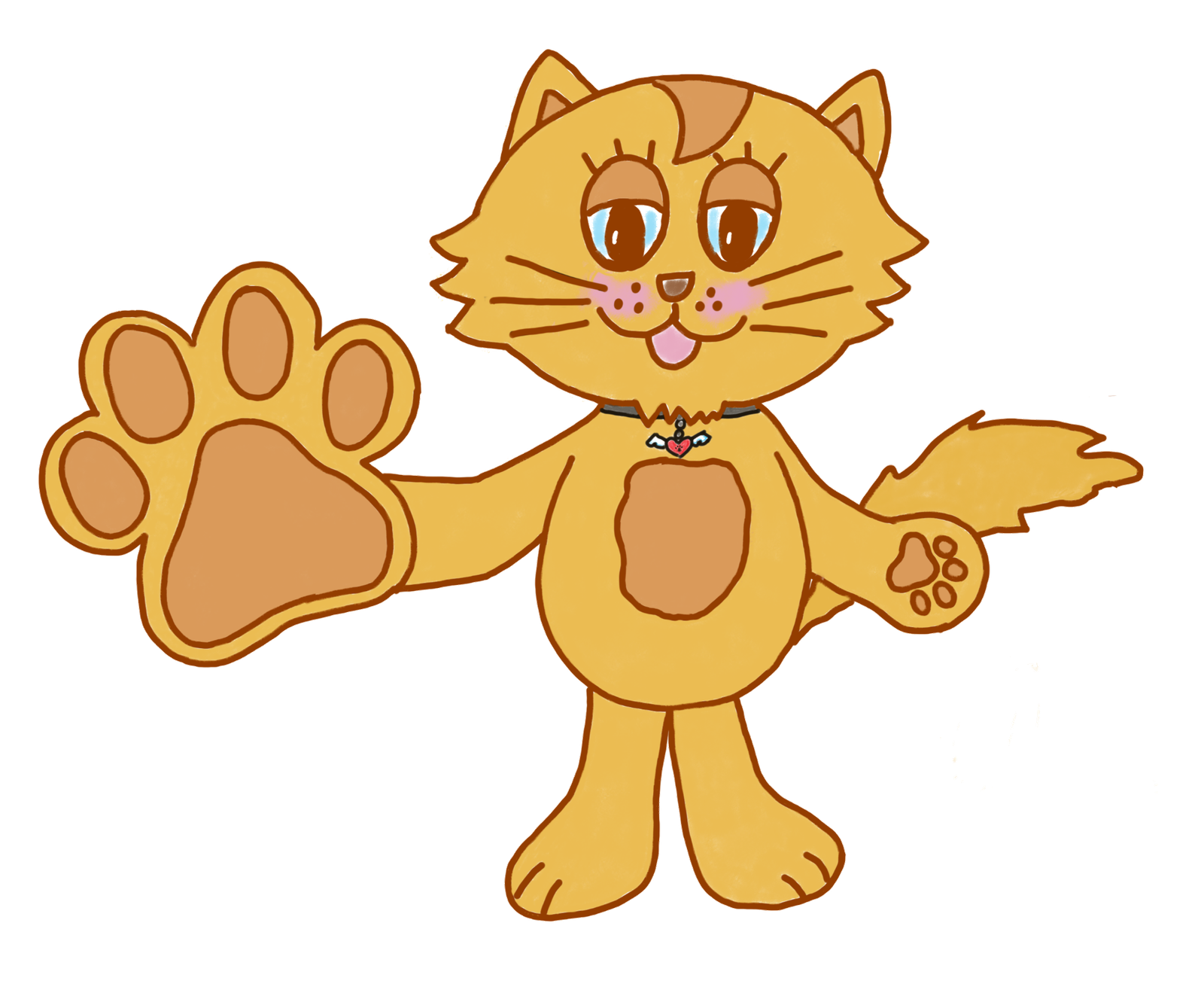 Phoebecat illustration with one large paw raised